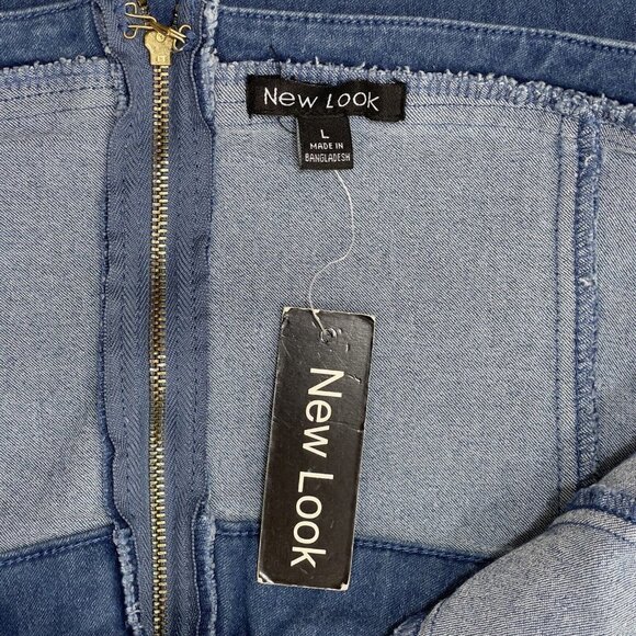 NEW LOOK‎ Women's Strapless Stretch Denim Jumpsuit Large Skinny Ankle Zipper NWT - Picture 10 of 16